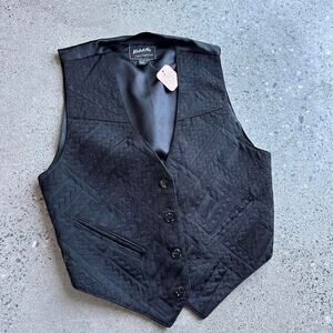 Katch Me Unisex Large Vest Black Cotton Blend Textured 90s Western Rodeo